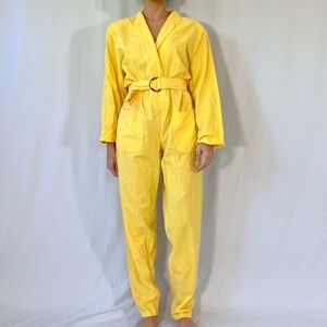 E.Z. Spirit Vintage 80s Yellow Belted Jumpsuit